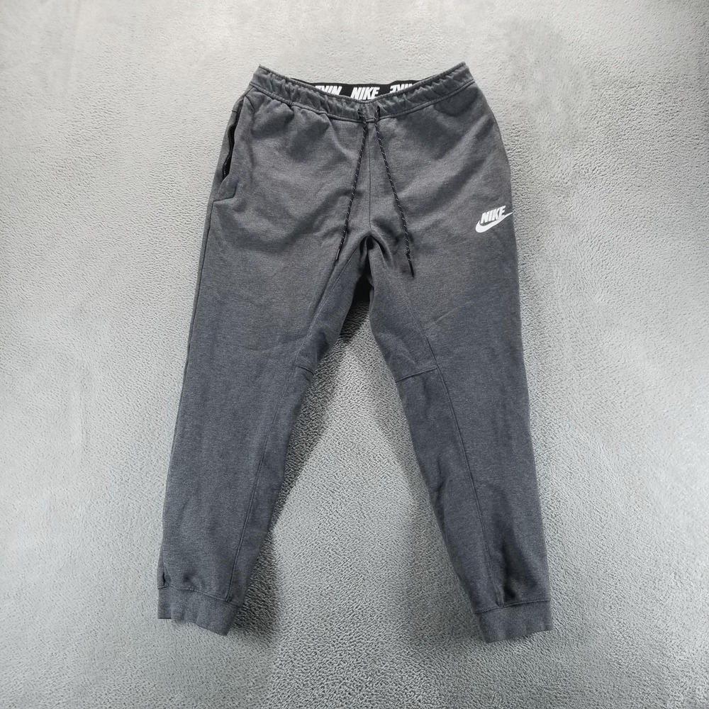 Nike Sweatpants Mens M Gray Fleece Joggers Drawstring Pockets Gym Workout